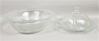 Clear Depression Glass Bowl & Covered Dish