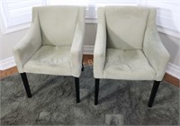 Contemporary Wood & Fabric Dining Armchairs