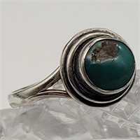 STERLING SILVER TURQUOISE RING SZ 9.5