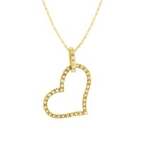 10K Gold Diamond Open Heart Pendant Necklace