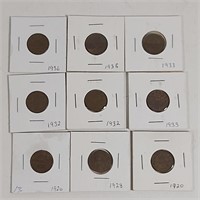 Canadian George V 1 cent, 1920x2,1928,1932x2,