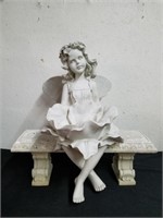 Two-piece yard decor little angel on a bench 26