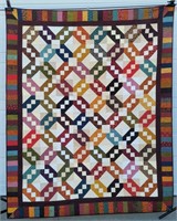 "Jacob's Ladder" 80" x 66.5" Handmade Quilt