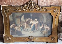 Antique Wood Picture Frame w/Print