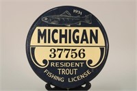 Wooden Michigan Trout License Plaque by Jerry