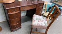 Vintage mahogany desk, chair