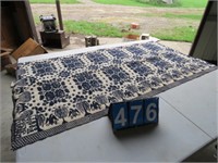 1800'S WOVEN RUG DOUBLE SIDED WHITE & BLUE