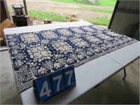 1800'S WOVEN RUG DOUBLE SIDED WHITE & BLUE
