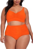 Pink Queen Women's 2 Piece Plus Size High Waisted