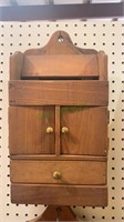 Vintage small wood spice cabinet, with two doors,