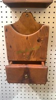 Old cedar candle box or pipe box, with one