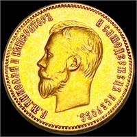 1903 Russian Gold 10 Rouble CLOSELY UNC