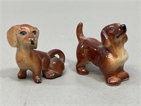 2 Small Porcelain Dachshund Dog Figures