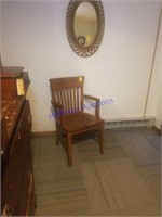 Slat back solid wood chair with mirror