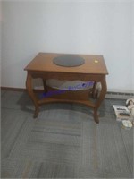 Curved leg hall table with center drawer and