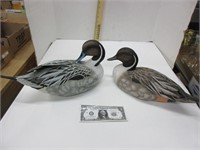 Two handcrafted ducks
