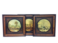 (3) Framed Colonial Prints