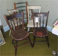 Lot: Early Spindle Back and Arrow Back Chairs,