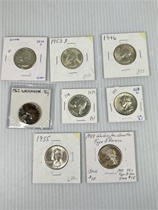 (8) Washington Silver Quarters Nice Shape