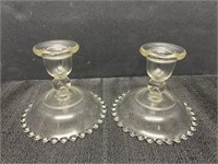 Pair of imperial glass Candlewick candlesticks
