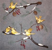 2 Metal Winter Birds Wall Hangers