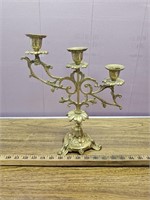 Brass Triple Art Nouveau Style Candlestick