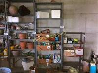 TALL GRAY METAL SHELVES