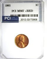 1961 Cent MS67+ RD LISTS $8250