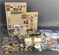 Grab Bag of Jewelry Cuff links Buttons Pins & More
