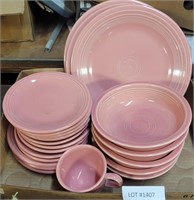 FLAT OF PINK FIESTAWARE DISHES