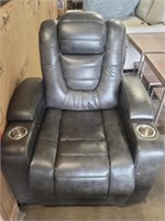 Grey Leather Theater Recliner W/USB