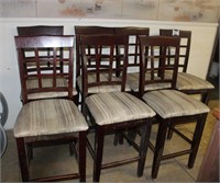 7 WOODEN CUSHIONED CHAIRS (AS FOUND) - SOME