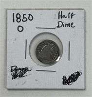 1850 SILVER HALF DIME