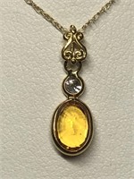 $1600 14Kt Gold Sapphire Diamond Necklace19-JM27