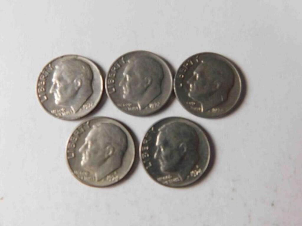 1974 D(x2) & 1972 P(x3) Roosevelt Dimes