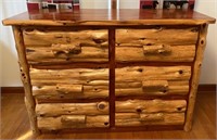 Rustic Cedar Log 6-Drawer Dresser