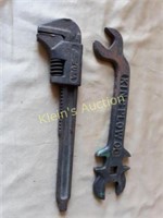 Wrench's antique King Plow Co & Ford Pipe Wrench