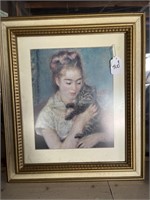 Framed Pierre-Auguste Renoir: Woman with Cat