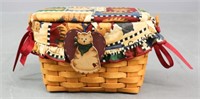 Longaberger Basket w/Fabric Liner & Lid