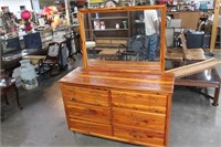 Mid-Century Cedar Dresser & Mirror