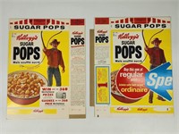 2) KELLOGG'S SUGAR POPS CEREAL BOX - OFFERS