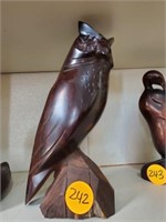 LARGE HEAVY WOOD CARVED OWL