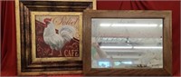 BLACK GATE, ROOSTER PICTURE, FRAMED MIRROR