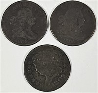 Two 1806 & One 1809 U.S.Half Cents