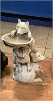 Resin Raccoon Birdbath Approx 20" tall