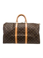 Louis Vuitton Monogram Brown Leather Weekender Bag