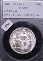 1935 S PCGS MS65 SAN DIEGO HALF DOLLAR
