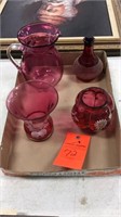 Cranberry glass items