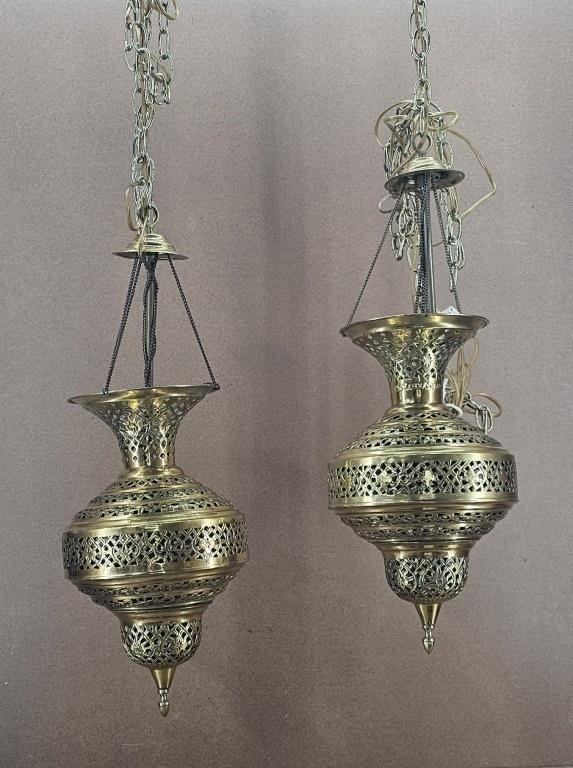Vtg Brass Moroccan Lantern Lights