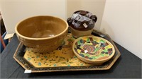 Mixed lot - including a butter crock, a pottery
